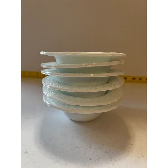 Set of 6 Indiana White Milk Glass Orange Blossom Berry Dessert Bowls - Picture 1 of 14